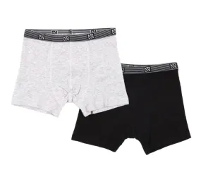 Nano Boys Boxer Brief 2 Pack (Solid Grey/Black): Sizes 2/3 to 14/16