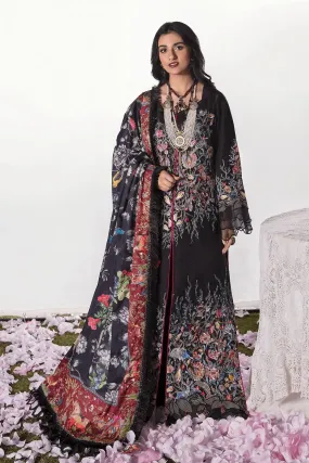 Nilofer Shahid - Enchanted - Black Embroidered Shirt and Pants with Silk Dupatta - Unstitched