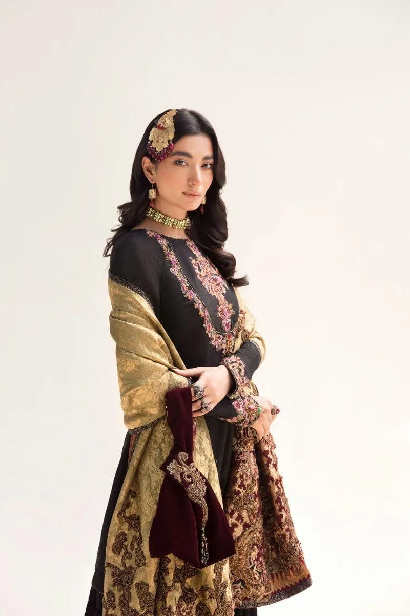 Nilofer Shahid - Self Cotton Shirt & Silk Pants with Pure Khimkhaab Shawl - 3 Piece