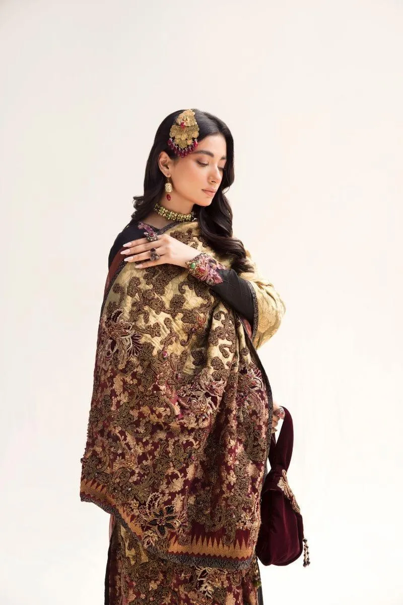 Nilofer Shahid - Self Cotton Shirt & Silk Pants with Pure Khimkhaab Shawl - 3 Piece