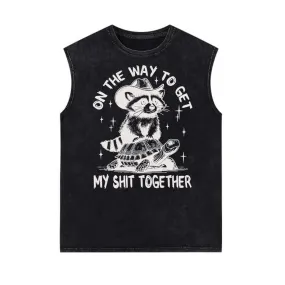 On The Way To Get Raccoon and Turtle Vintage Washed Vest Top
