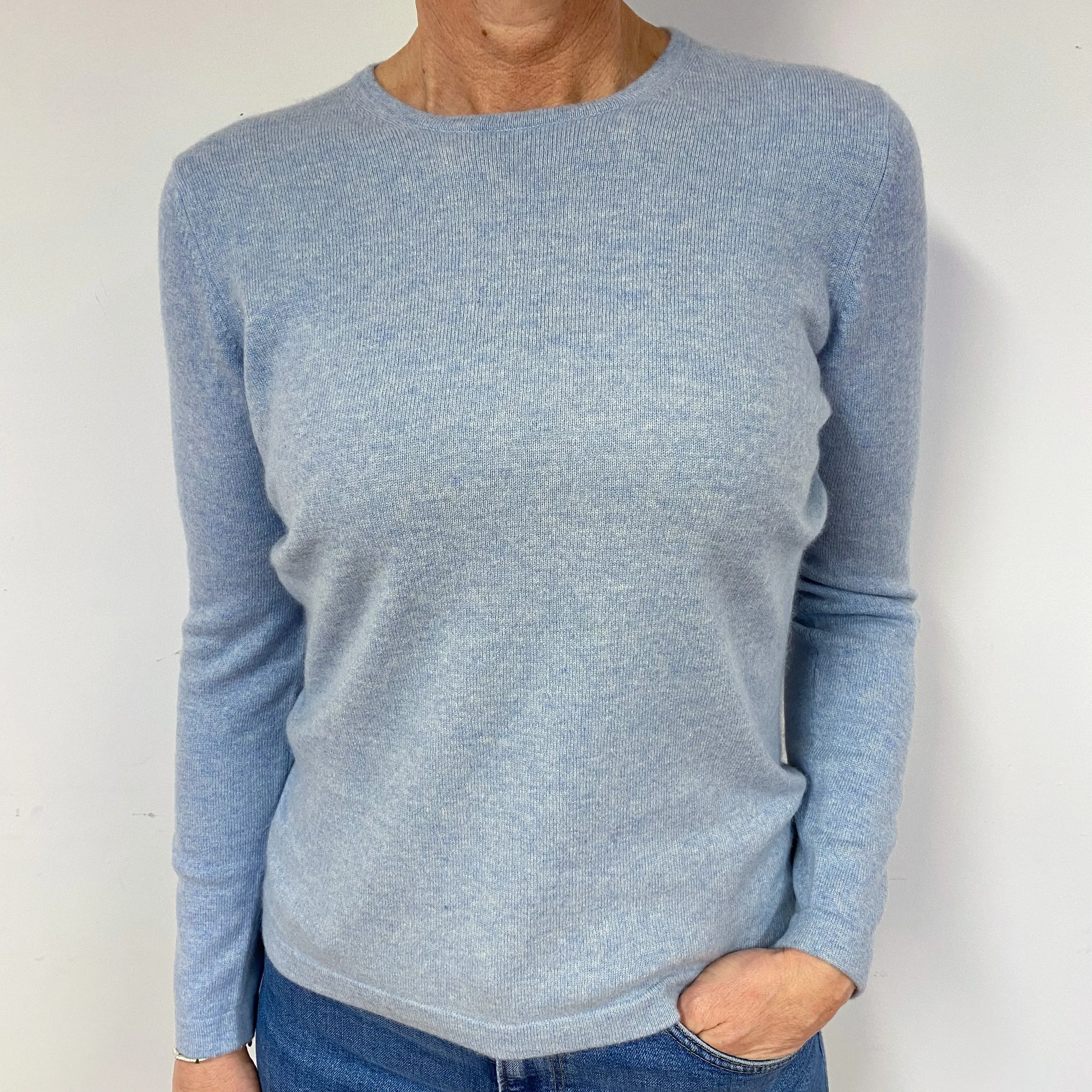 Opal Blue Cashmere Crew Neck Jumper Medium