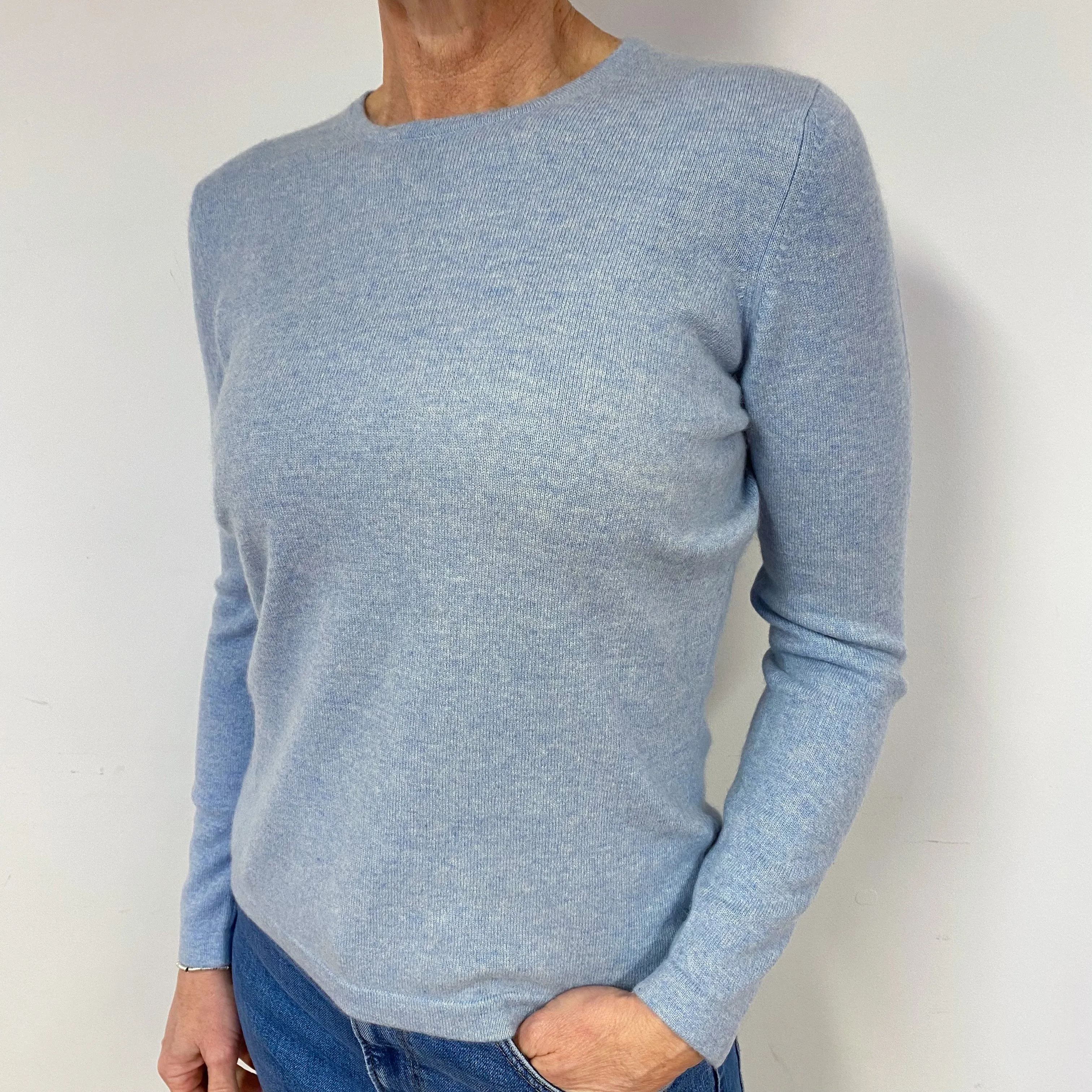 Opal Blue Cashmere Crew Neck Jumper Medium