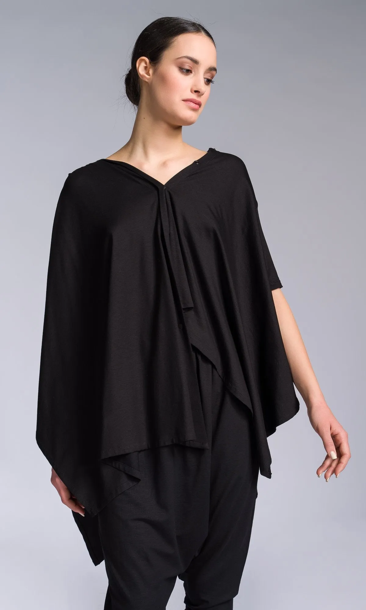Open Back Blouse with Asymmetric Closure