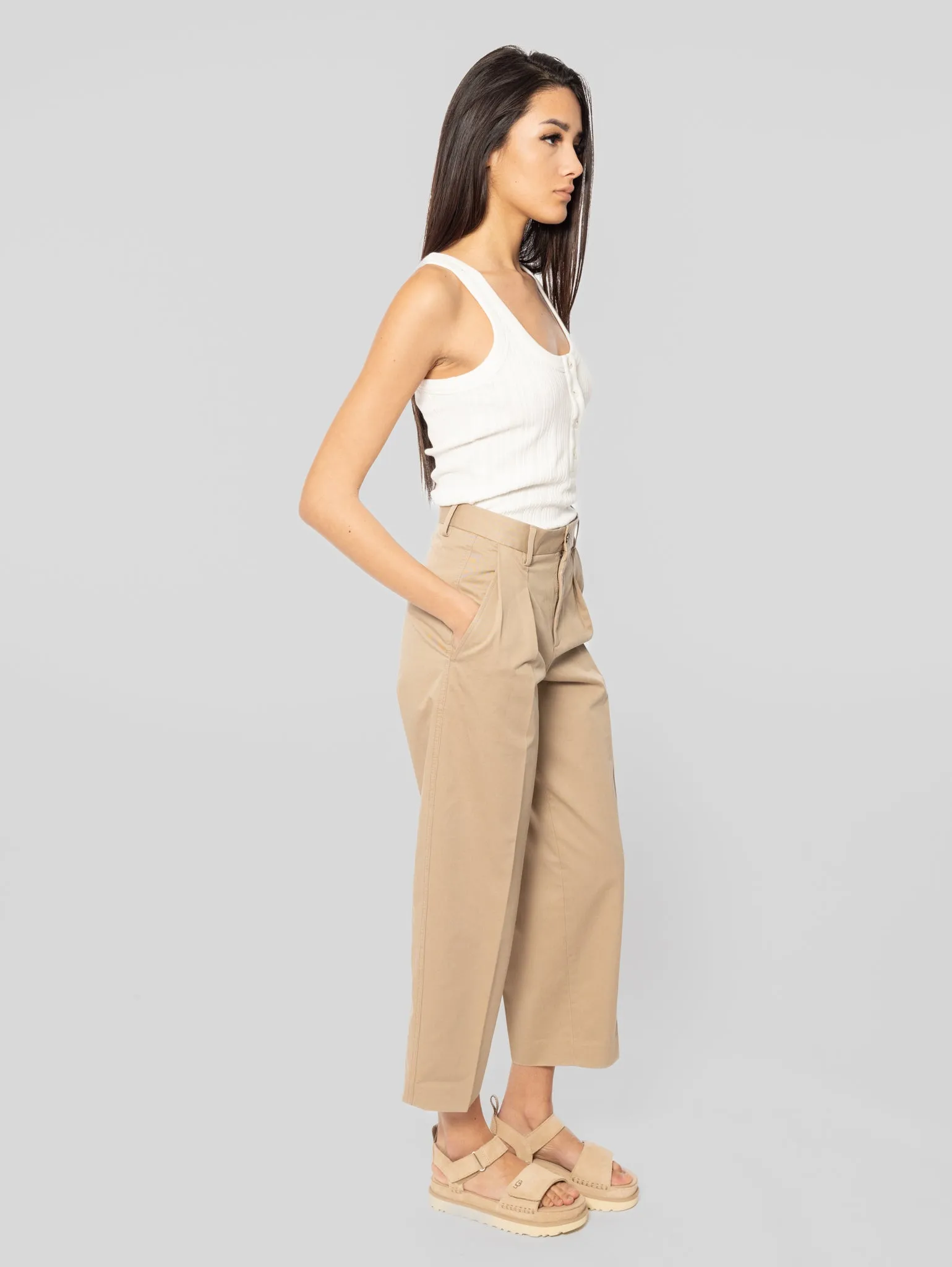 Pantaloni Chino Cropped Beige