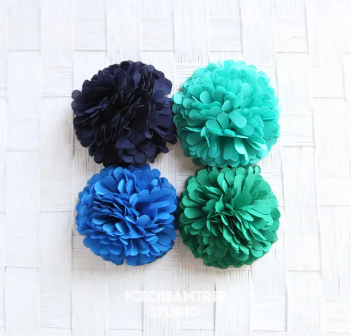 PomPom Turquoise Bloom Collar Slide On - Small Flower Collar Accessory