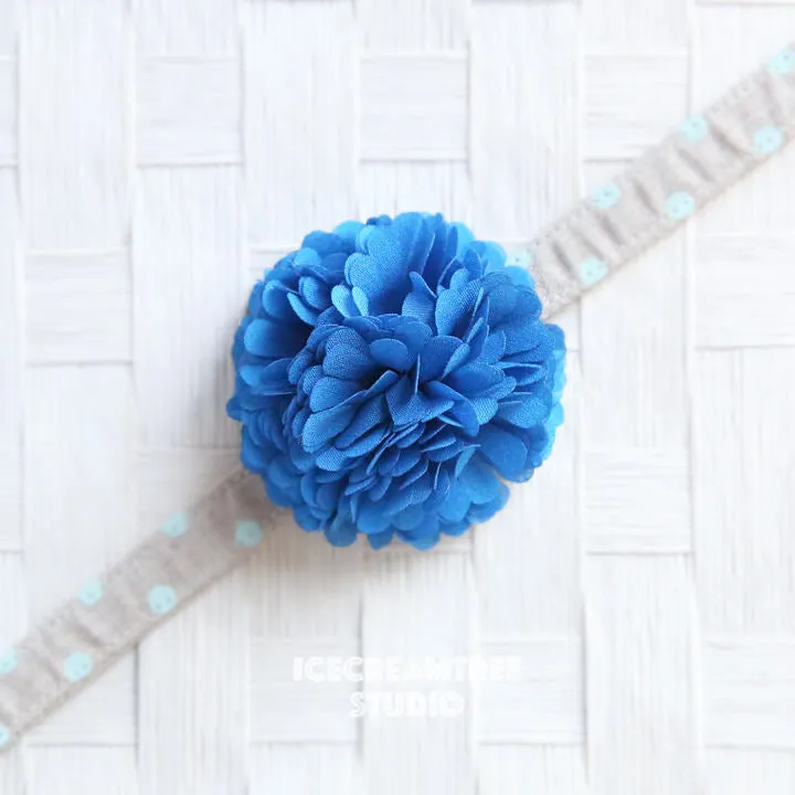 PomPom Turquoise Bloom Collar Slide On - Small Flower Collar Accessory