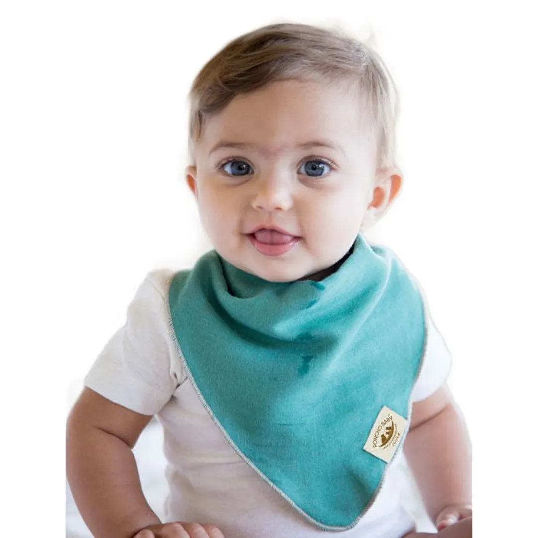 Poncho Baby Classic Bandana Bib - Reversible Emerald/Beige