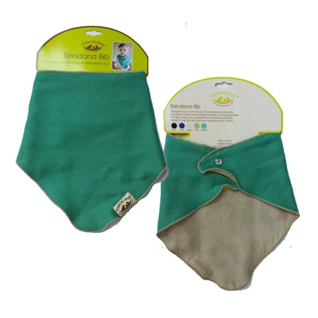 Poncho Baby Classic Bandana Bib - Reversible Emerald/Beige