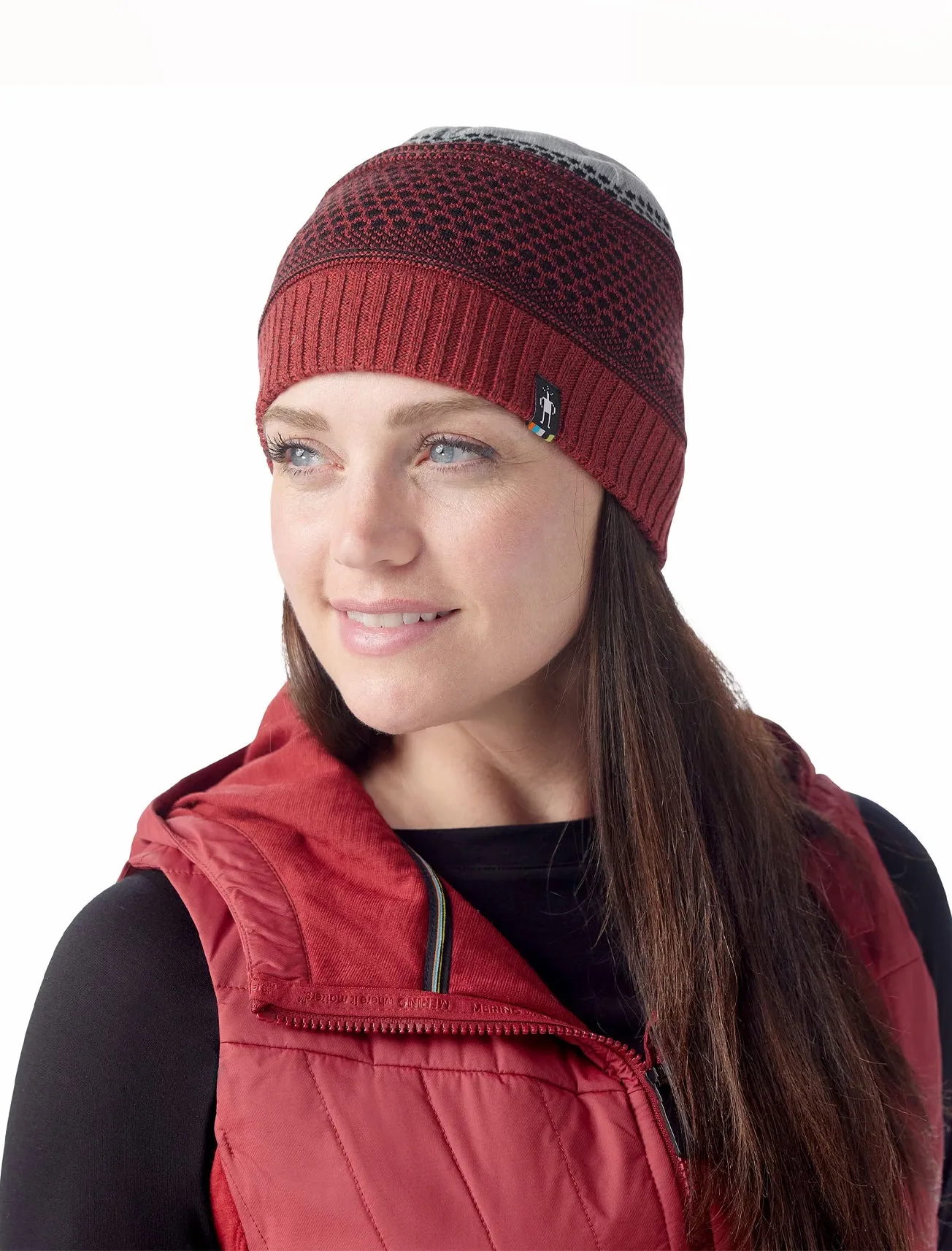 Popcorn Cable Beanie, Currant Heather
