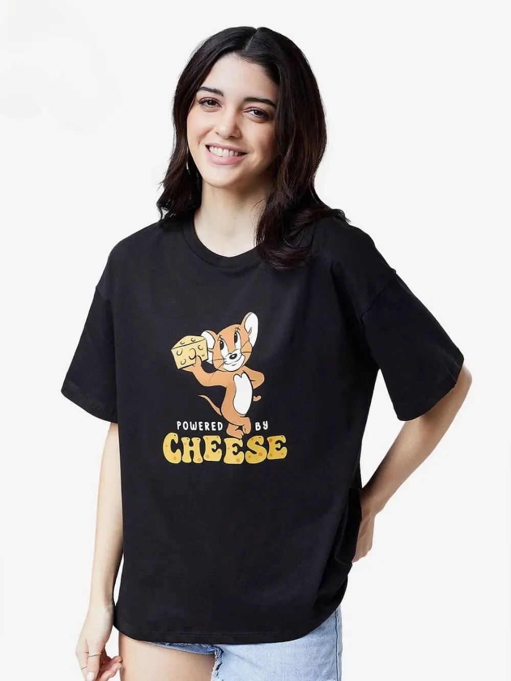 Powered Jerry By Cheese Printed Womens Drop Shoulder T shirt Legacy Boutiques Dhaka
