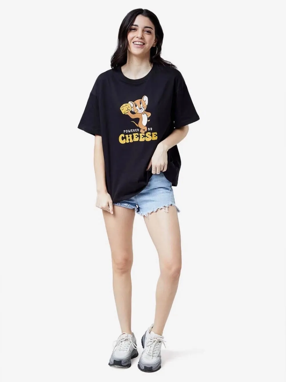 Powered Jerry By Cheese Printed Womens Drop Shoulder T shirt Legacy Boutiques Dhaka