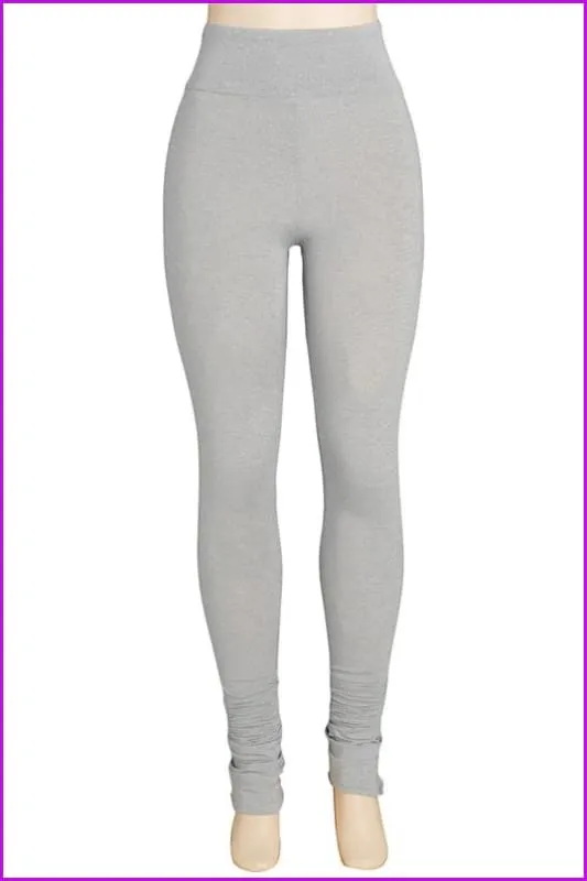 Pure Color Mid Waist Skinny Stacked Pants F2112
