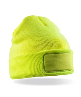 Recycled ThinsulateTM printers beanie | Fluorescent Yellow