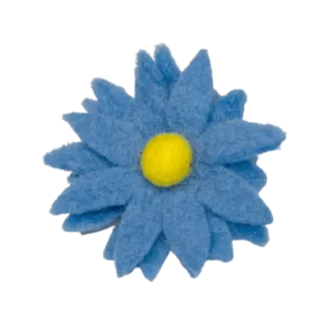Removable Pet Collar Accessory- Felt Wool Flower-Blue/Yellow