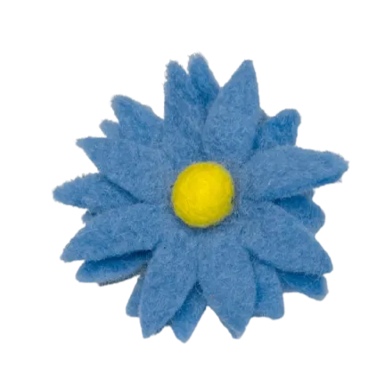 Removable Pet Collar Accessory- Felt Wool Flower-Blue/Yellow