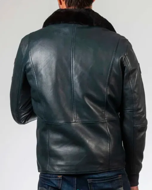 Royal Air Force Aviator Maverick Leather Jacket with Removable Fur Collar for Men