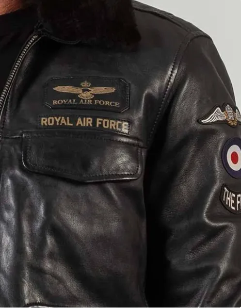 Royal Air Force Aviator Maverick Leather Jacket with Removable Fur Collar for Men