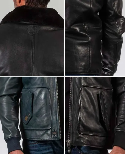 Royal Air Force Aviator Maverick Leather Jacket with Removable Fur Collar for Men