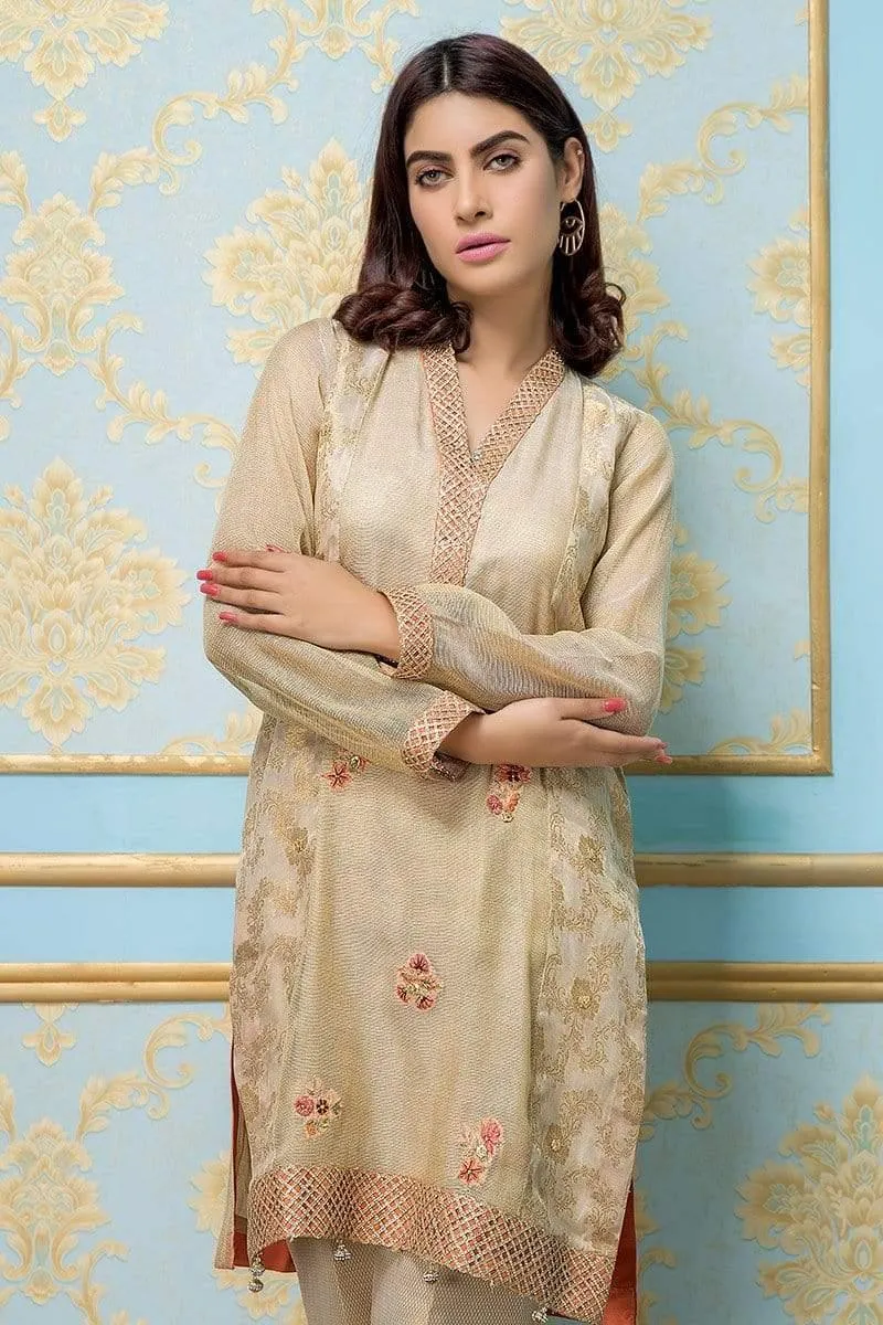Sadia Aamir - Gold Opal - SA-LP09 - Mysori jamavar - 1 Piece