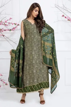 Sadia Aamir - Green Jade Ivy - SA-LP14 - Jamavar Silk - 1 Piece