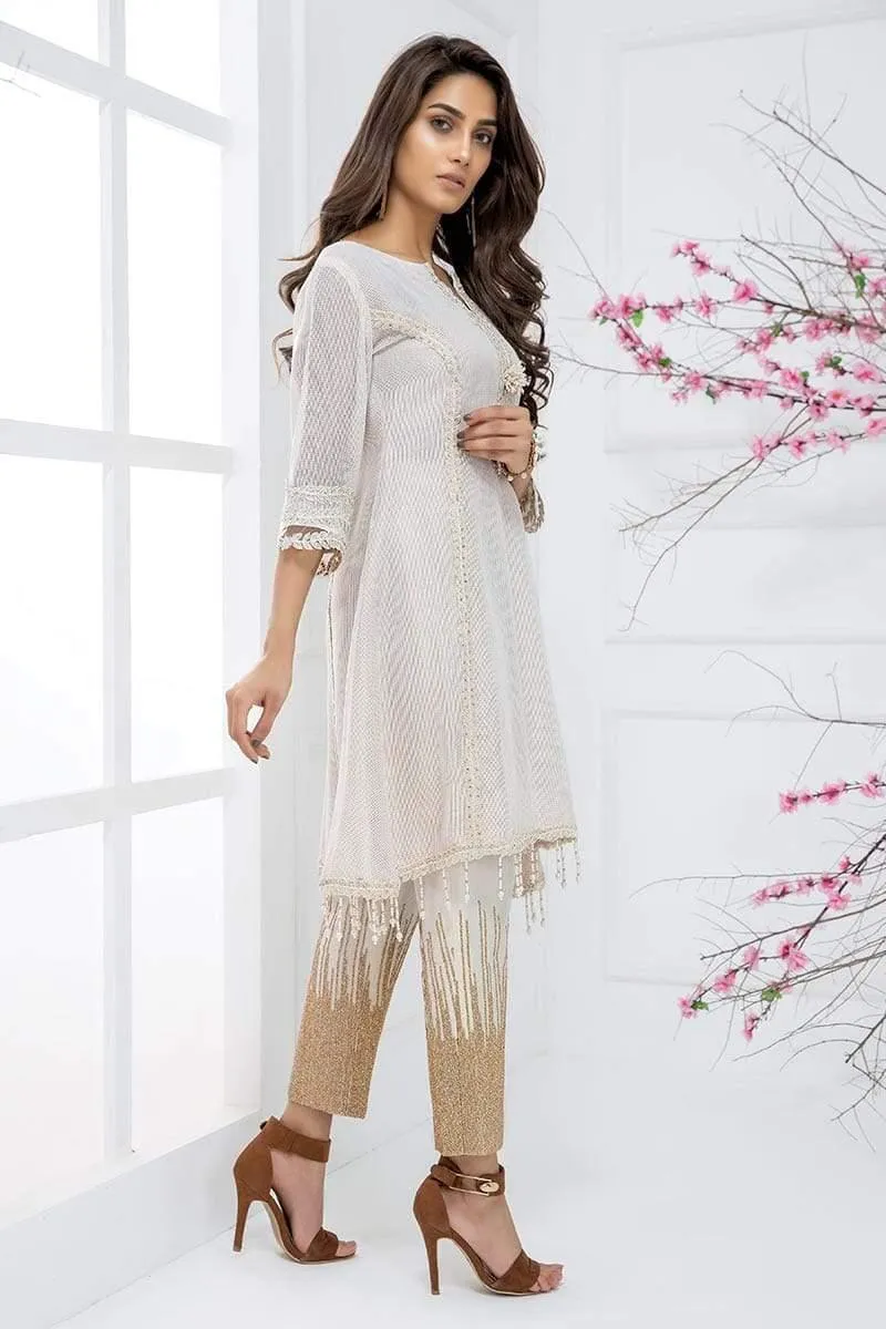 Sadia Aamir - Ivory Gold - SA-LP18 - Embroidered - 1 Piece
