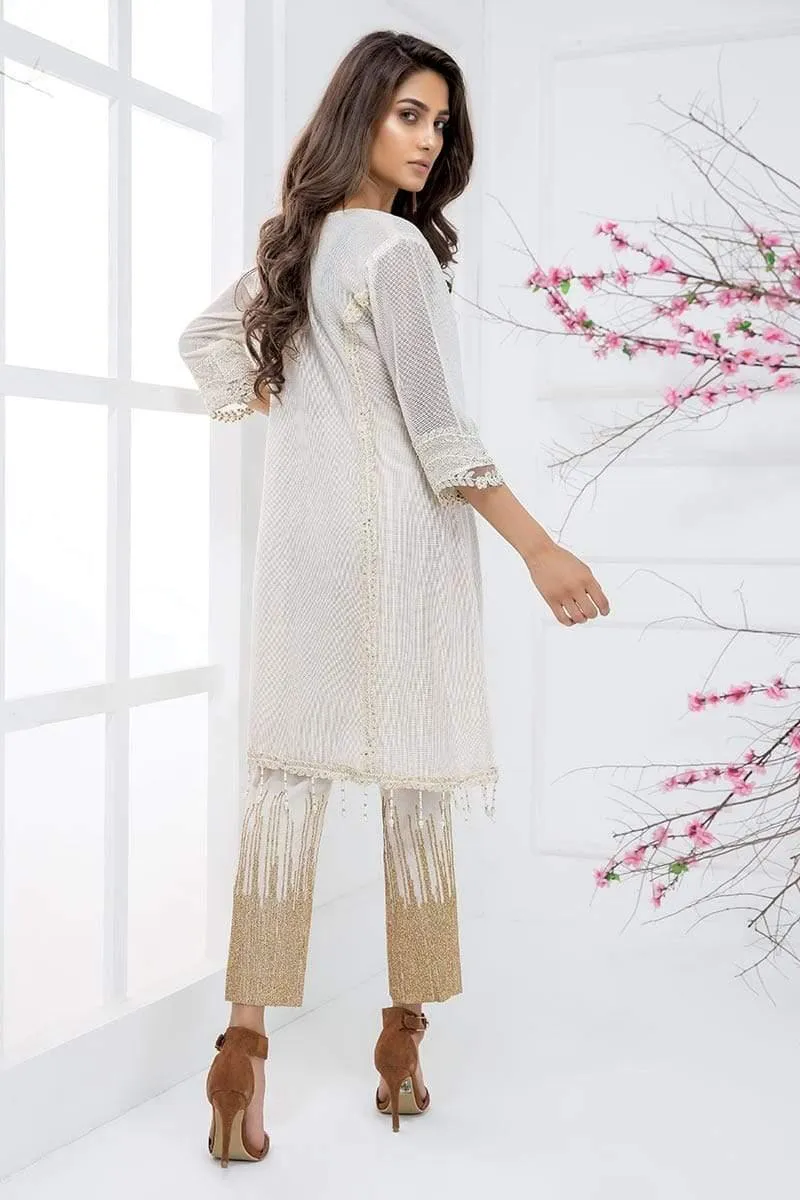 Sadia Aamir - Ivory Gold - SA-LP18 - Embroidered - 1 Piece