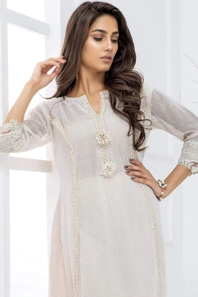 Sadia Aamir - Ivory Gold - SA-LP18 - Embroidered - 1 Piece