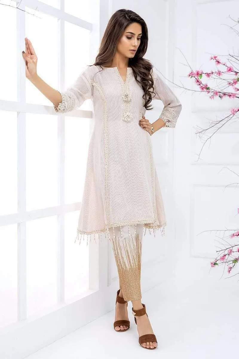 Sadia Aamir - Ivory Gold - SA-LP18 - Embroidered - 1 Piece