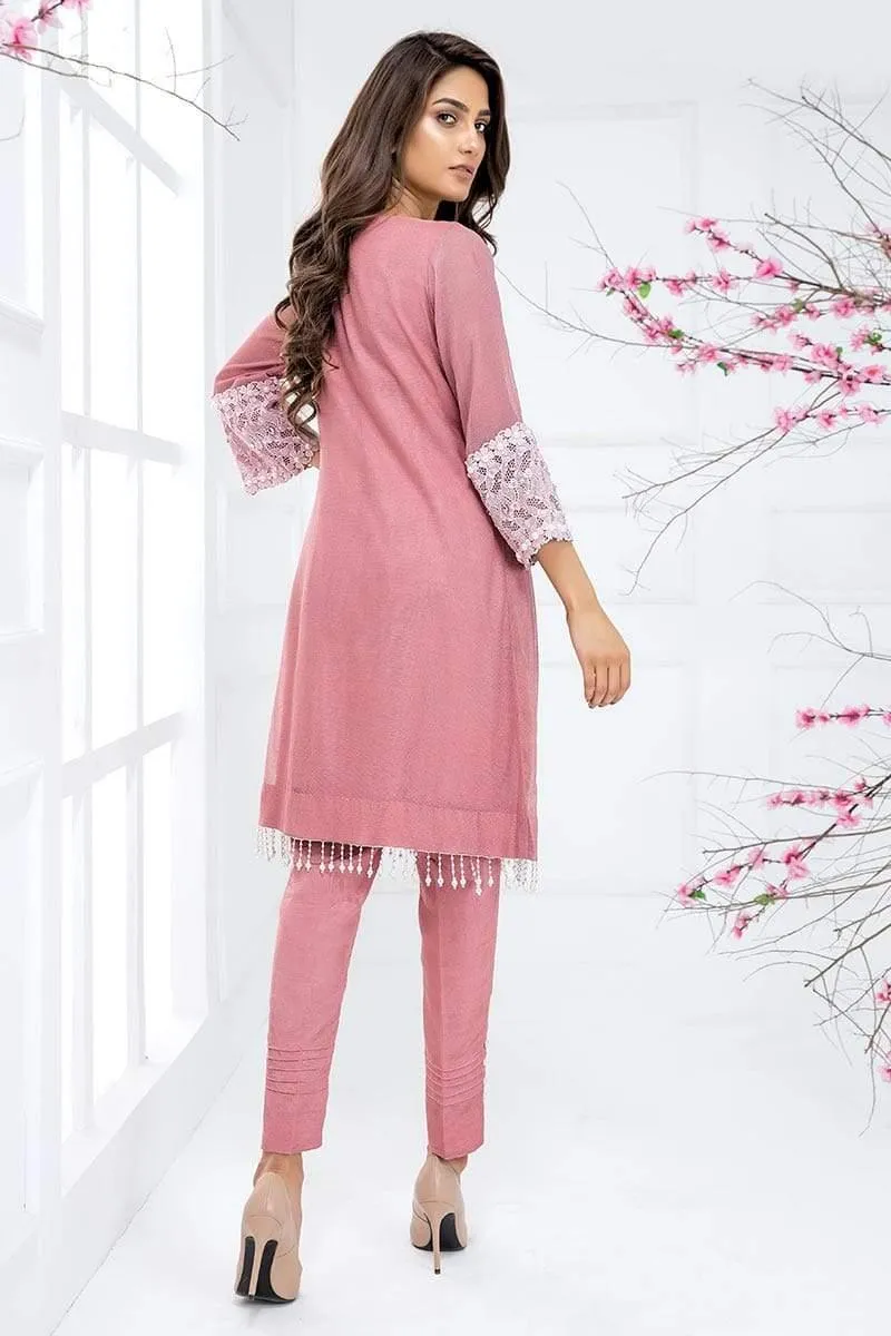Sadia Aamir - Pink Blush Rose - SA-LP22 - Khaddi Net - 1 Piece