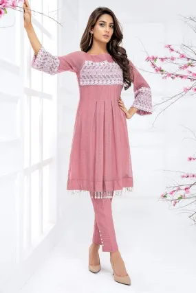 Sadia Aamir - Pink Blush Rose - SA-LP22 - Khaddi Net - 1 Piece