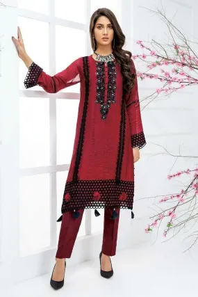 Sadia Aamir - Red Sparkle - SA-LP17 - Khaddi Cotton - 1 Piece