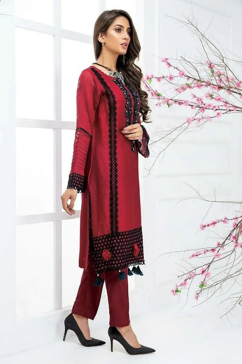 Sadia Aamir - Red Sparkle - SA-LP17 - Khaddi Cotton - 1 Piece