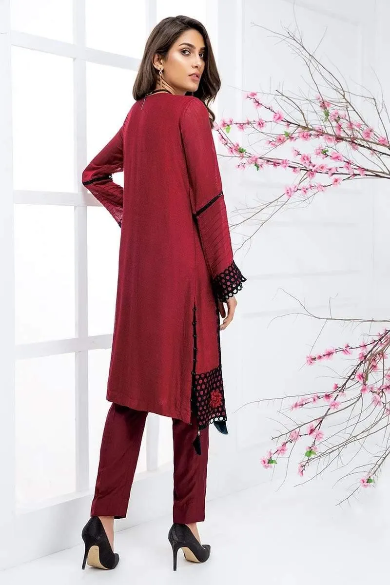 Sadia Aamir - Red Sparkle - SA-LP17 - Khaddi Cotton - 1 Piece