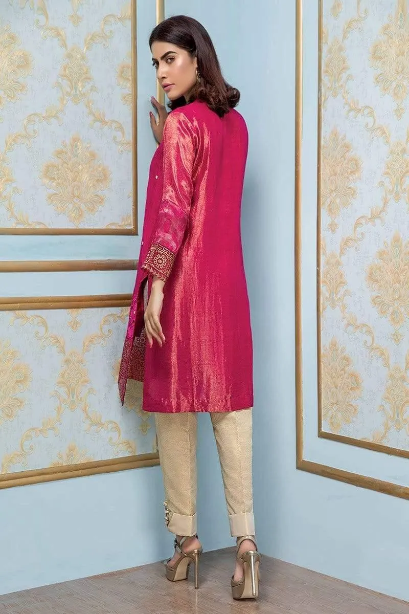 Sadia Aamir - Shocking Pink Prism - SA-LP12 - Shimmer Chiffon - Raw Silk - 1 Piece