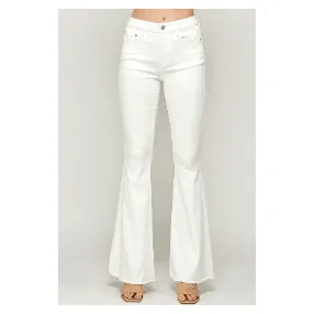 Sally High Rise Raw Hem White Flare Jeans