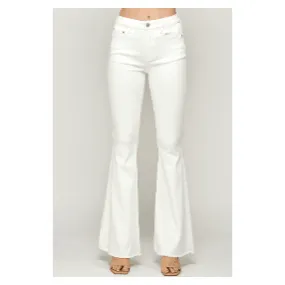 Sally High Rise Raw Hem White Flare Jeans