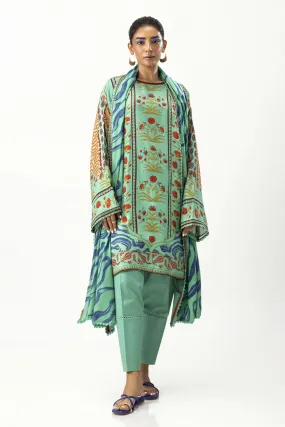 Sana Safinaz - H243-004A-3DA - Green - Printed - 3 Piece - Unstitch