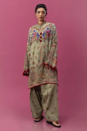 Sana Safinaz - H243-011B-2C - Green - Printed - 2 Piece - Unstitch