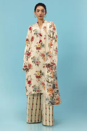 Sana Safinaz - H243-014A-3DA - Beige - Printed - 3 Piece - Unstitch