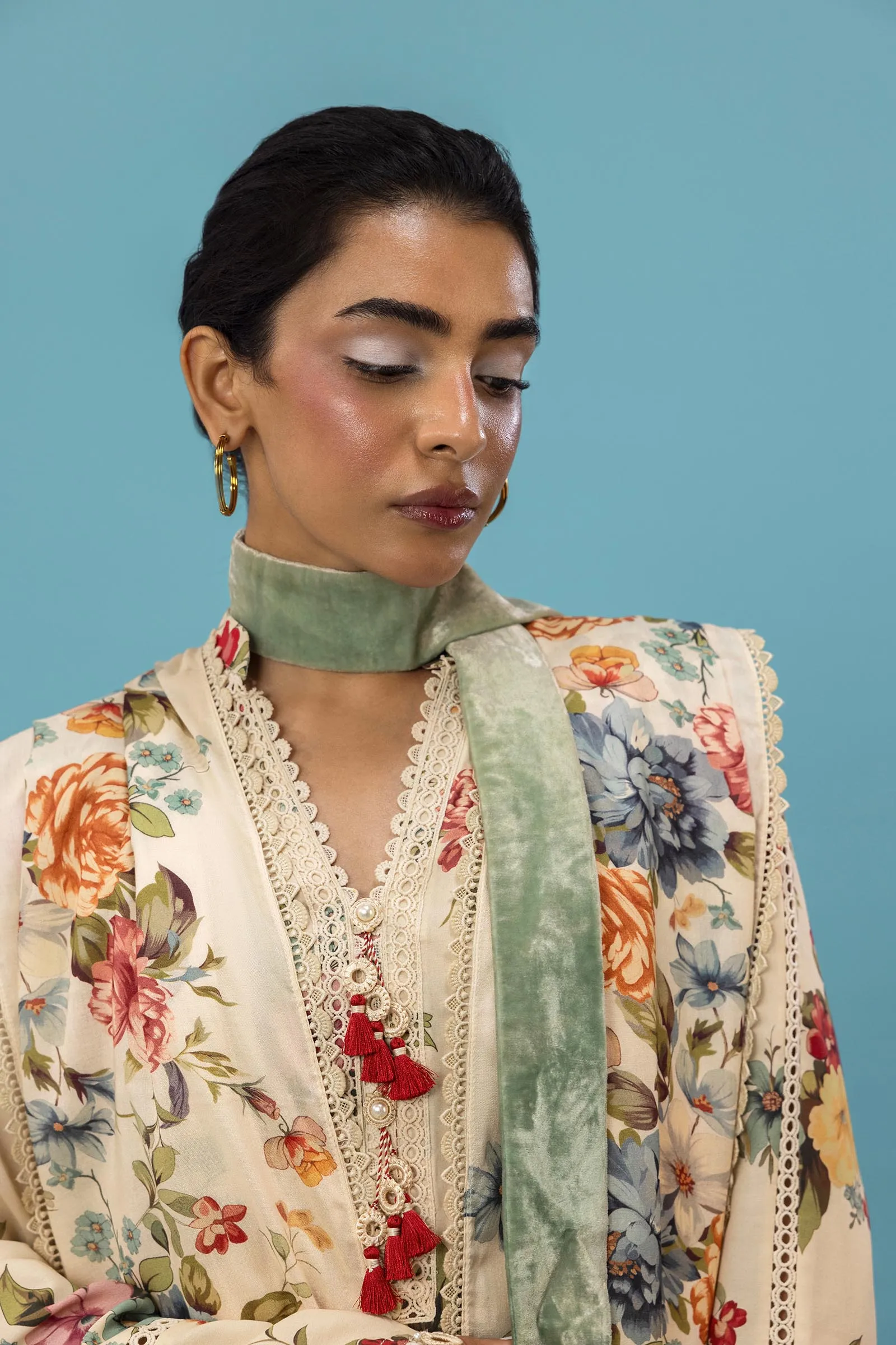 Sana Safinaz - H243-014A-3DA - Beige - Printed - 3 Piece - Unstitch