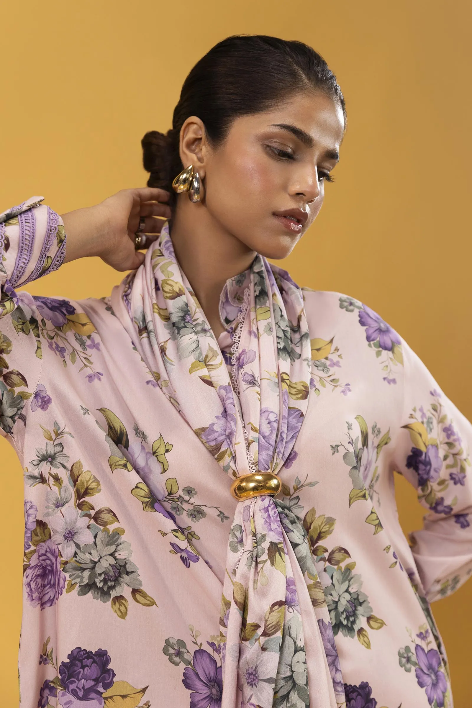 Sana Safinaz - H243-014B-3DA - Pink - Printed - 3 Piece - Unstitch
