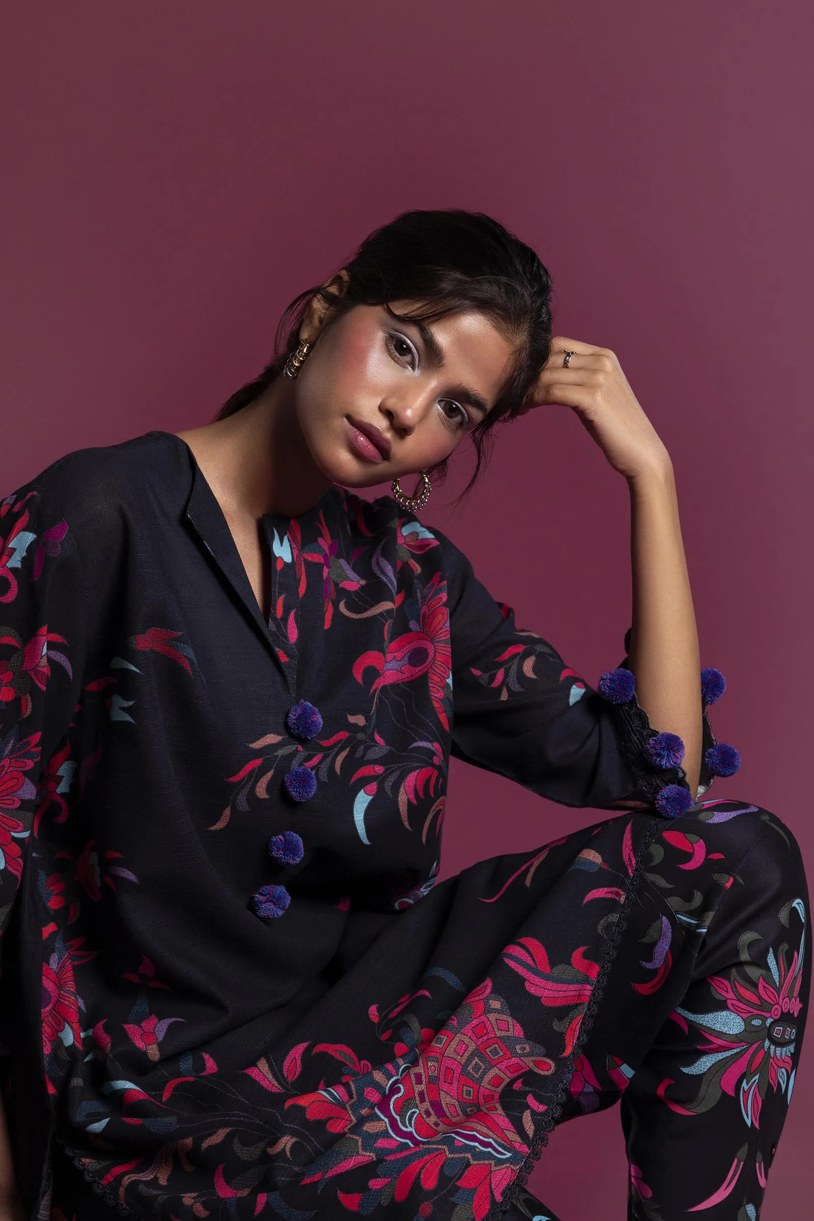 Sana Safinaz - H243-022B-2AC - Black - Printed - 2 Piece - Unstitch