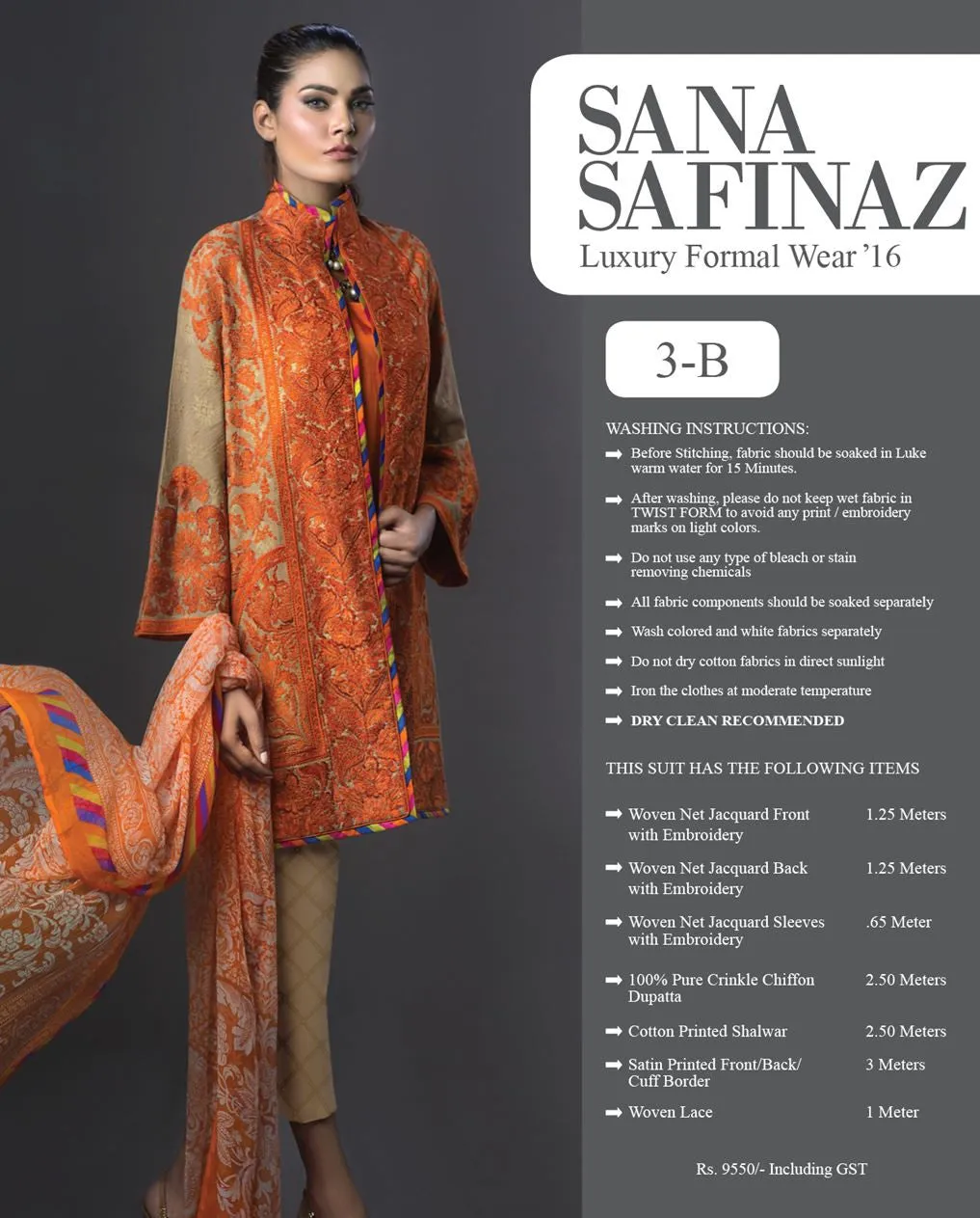 Sana Safinaz Luxury Formal Eid Collection '16 – 03B