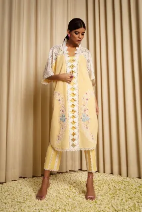 Sanam Chaudhri - Light Yellow Cotton Embroidered 2 Piece