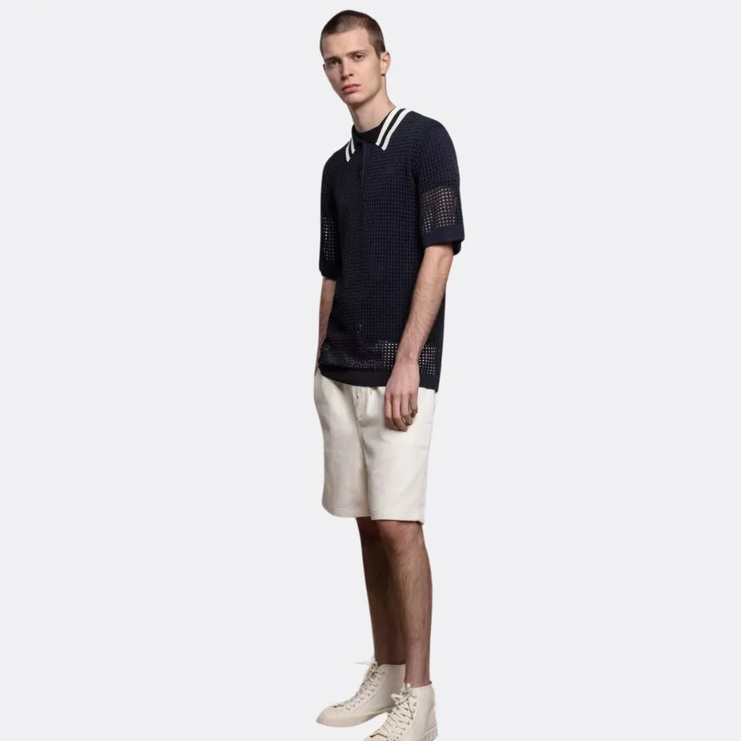 Sanoli Eyelet Polo Sweater (Black)