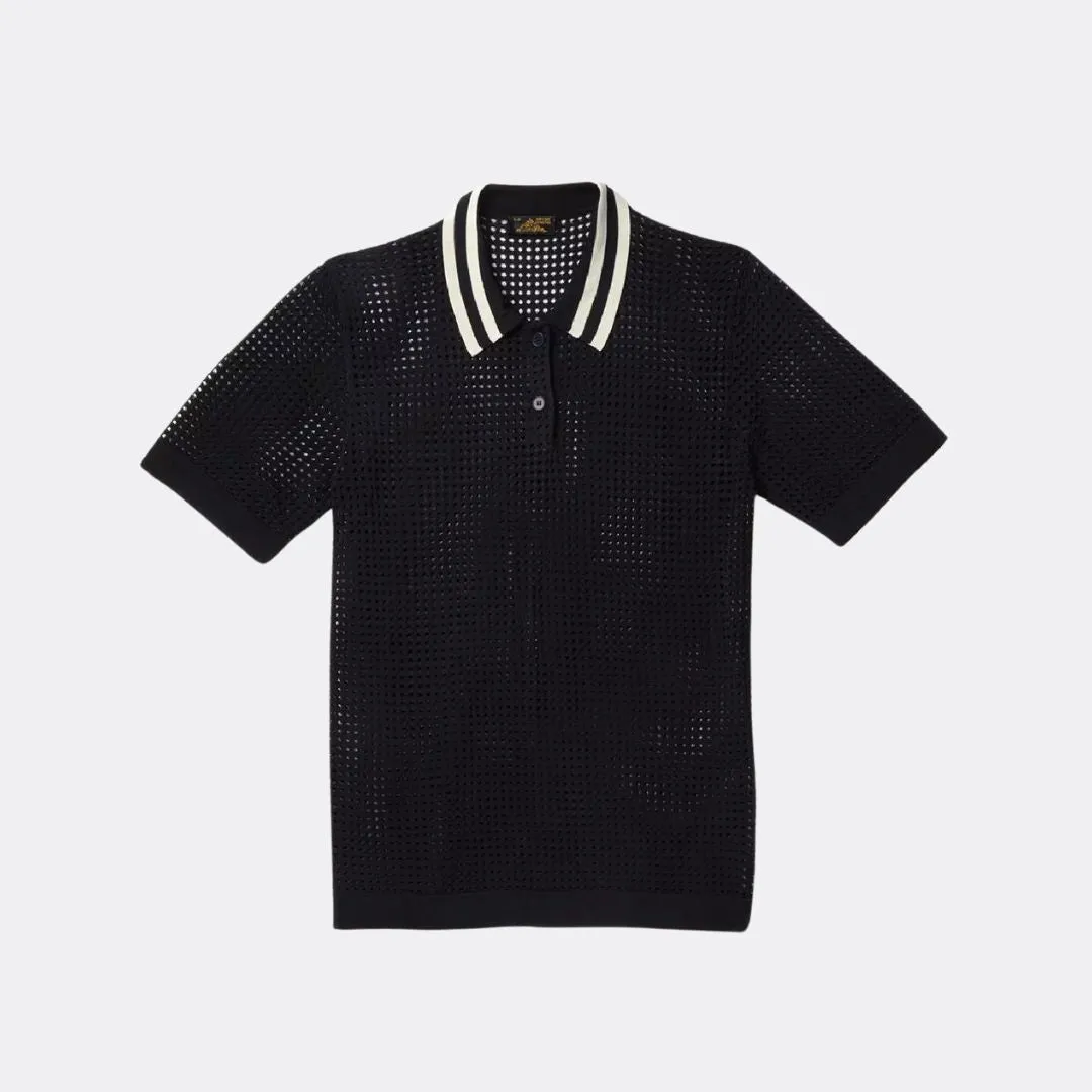 Sanoli Eyelet Polo Sweater (Black)
