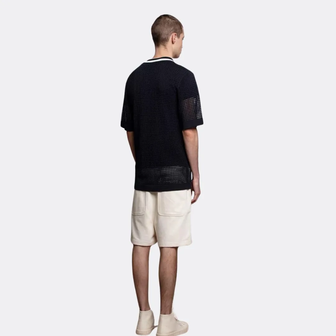 Sanoli Eyelet Polo Sweater (Black)