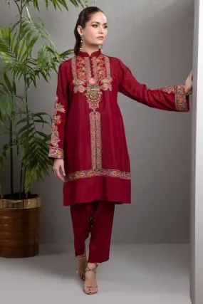 Shamaeel - Afsaneh - AFS 10 - Maroon Canvas - Silk - 2 Piece