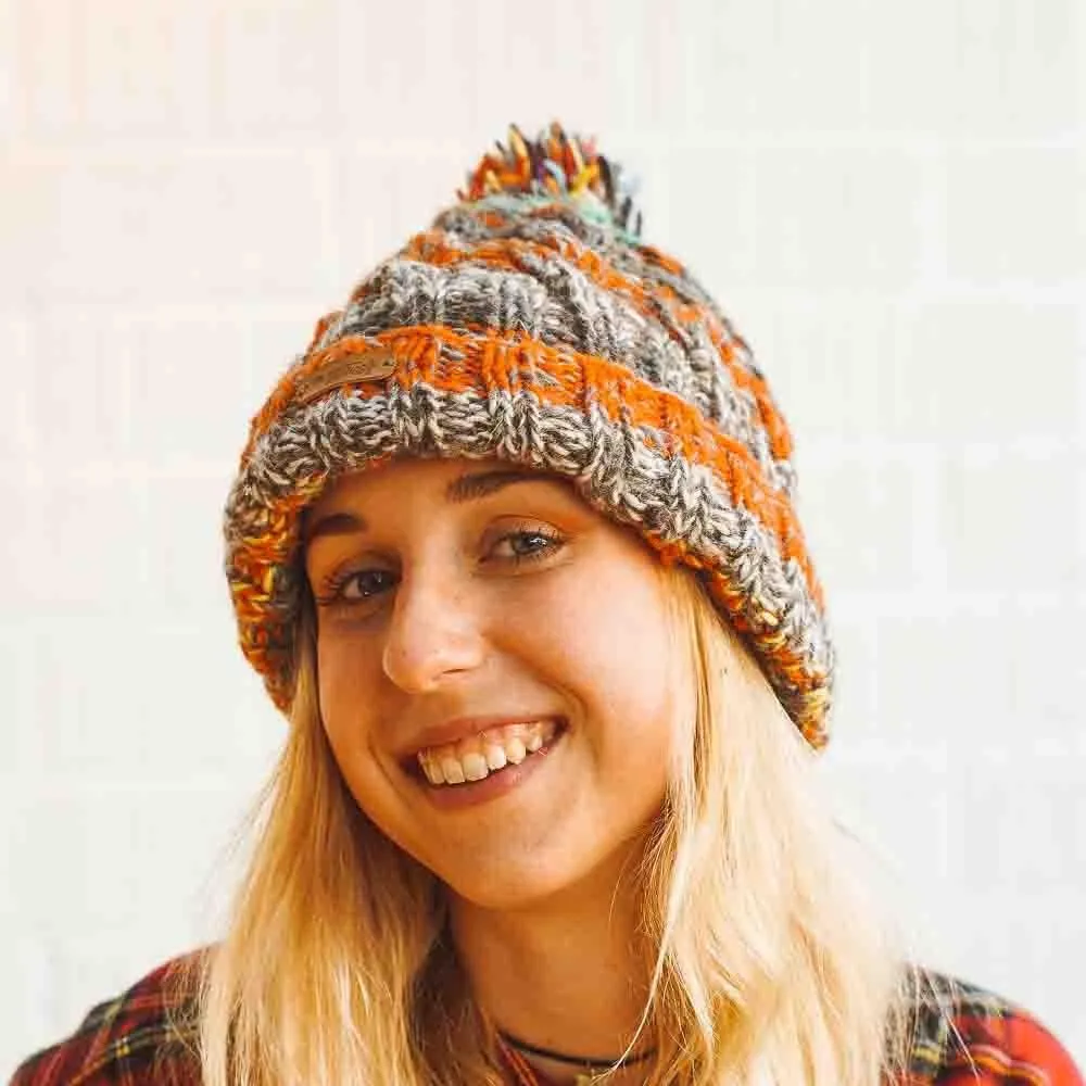 Sierra Knit Cable Pom Pom Beanie